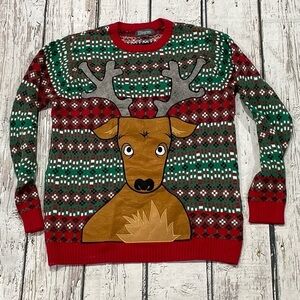 Christmas Reindeer Ugly Xmas Crewneck Pullover Sweater Sweatshirt